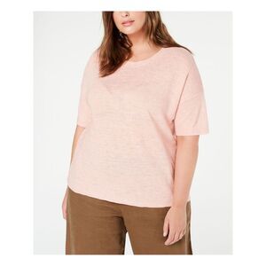 EILEEN FISHER Womens Coral Knit Short Sleeve Wear To Work Sweater Plus 3X